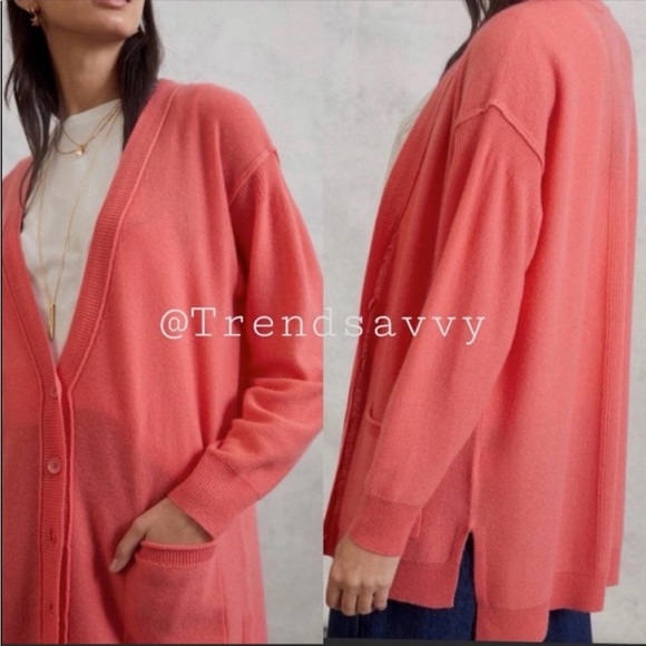 Anthropologie Sweaters - ANTHROPOLOGIE 100% Cashmere Cardigan Oversized Button Front Sweater Tops L NWT